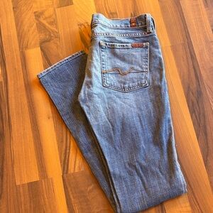 7 For All Mankind Women's Straight Leg Blue Jeans